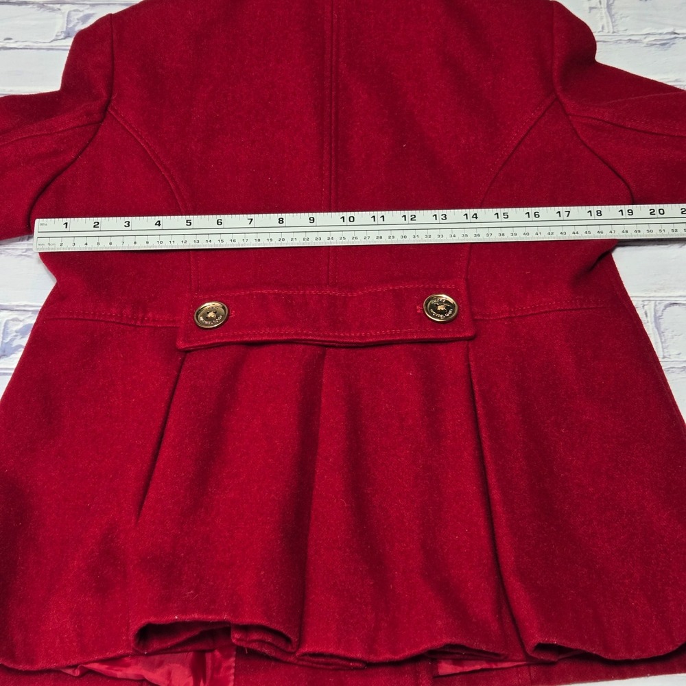 Michael Kors Womens Red Wool Blend Double Breasted Pea Coat Jacket Size 10 - Picture 9 of 12